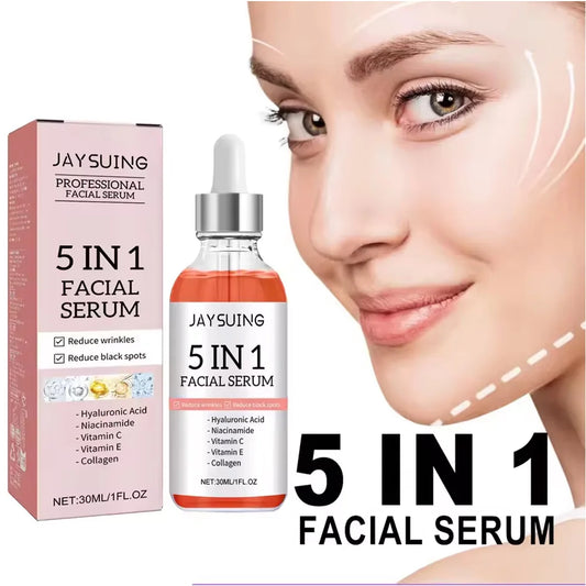 5 In1 Hyaluronic Acid Facial Serum Moisturizing Brightening Lightening Fine Lines Vitamin C Pore Shrinking Serum Skincare 30ml